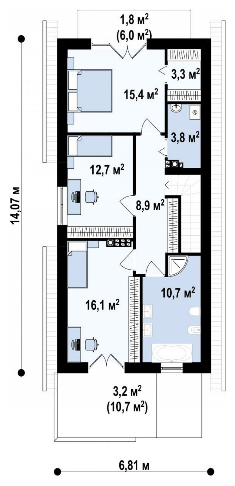 Функциональный и привлекательный дом с гаражом для узкого участка, проект Z293