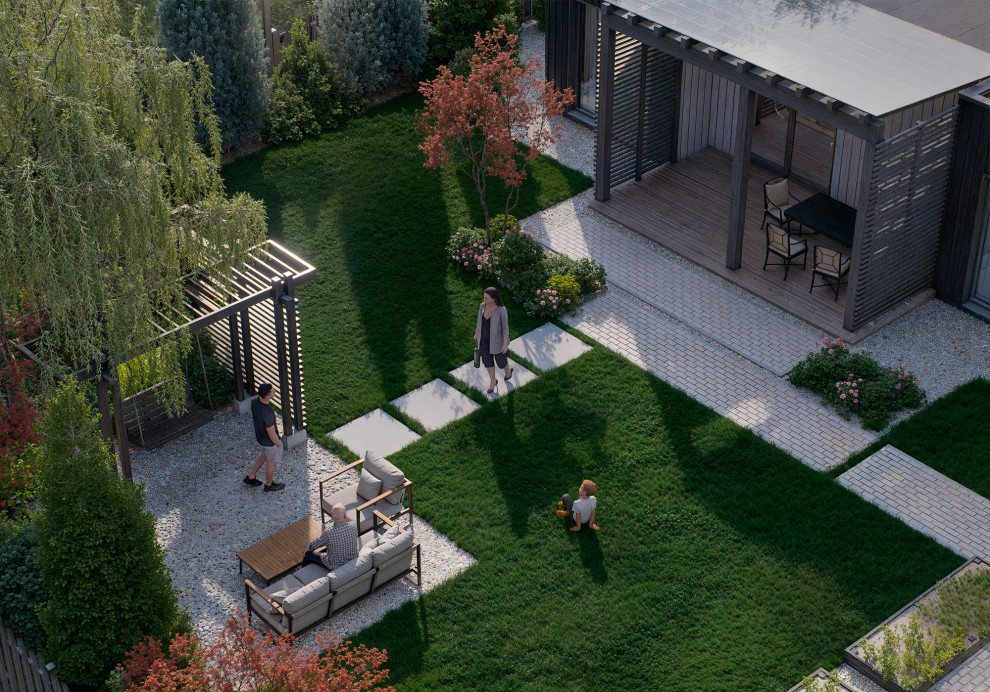 Ландшафтный дизайн участка с типовым домом