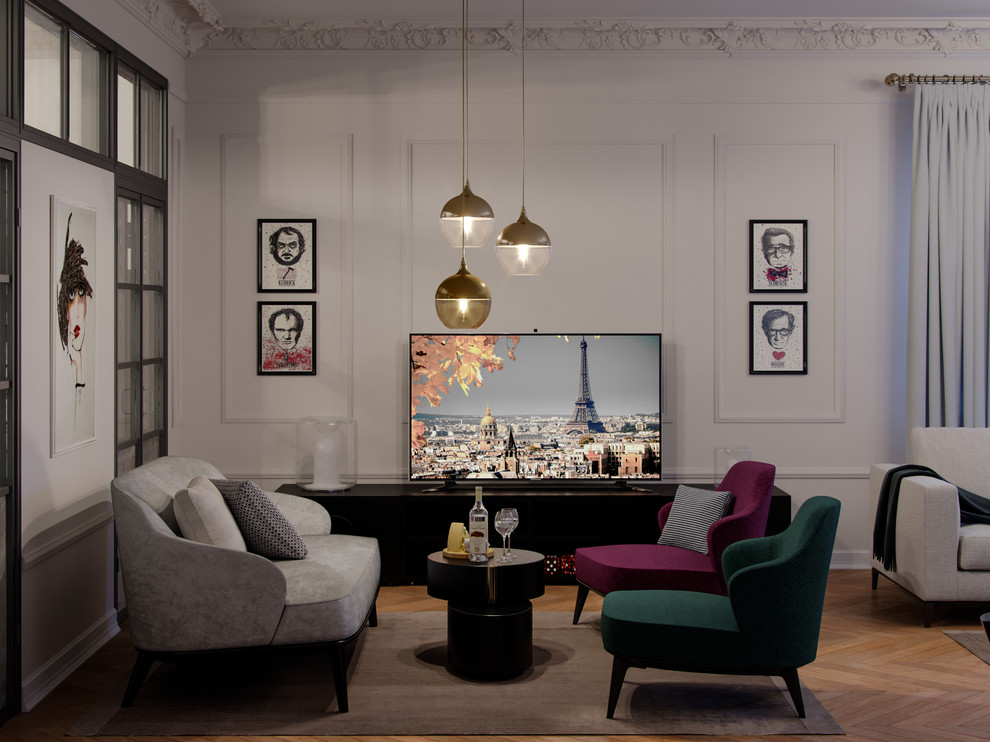 Сталинка на Ломоносовском. Дизайн гостиной в парижском стиле