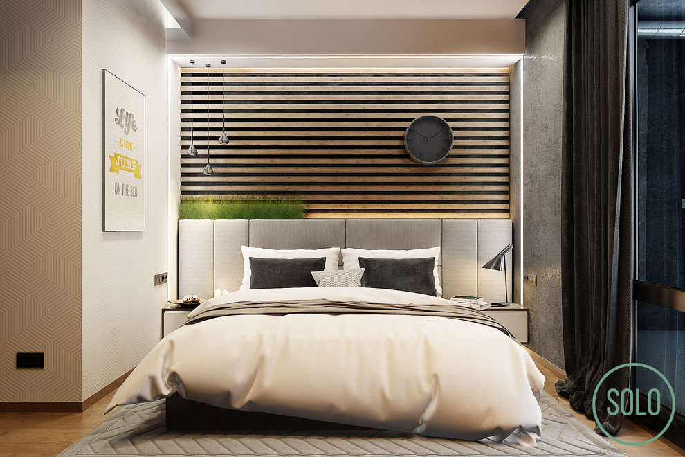 Modern Interior with loft elements for young couple