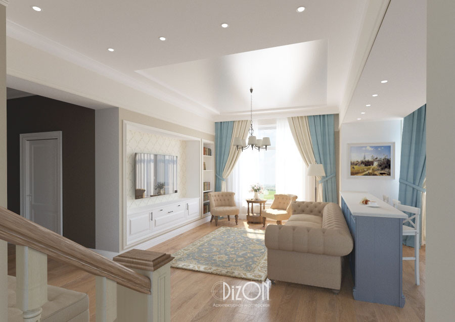 Обложка проекта: Кухня-гостиная в стиле прованс