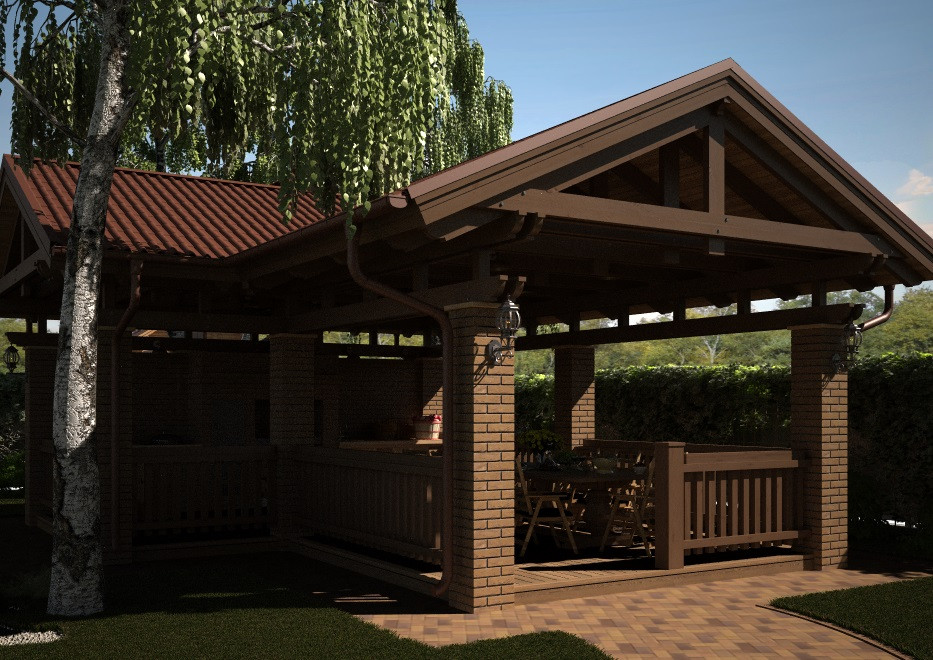 Ландшафтный дизайн для дома из оцилиндрованного бревна