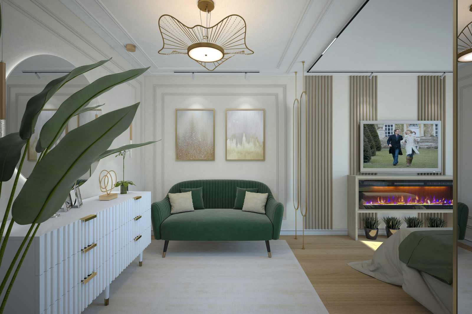 Спальня. Квартира в многоэтажном доме 160м2. 2 Варианта.