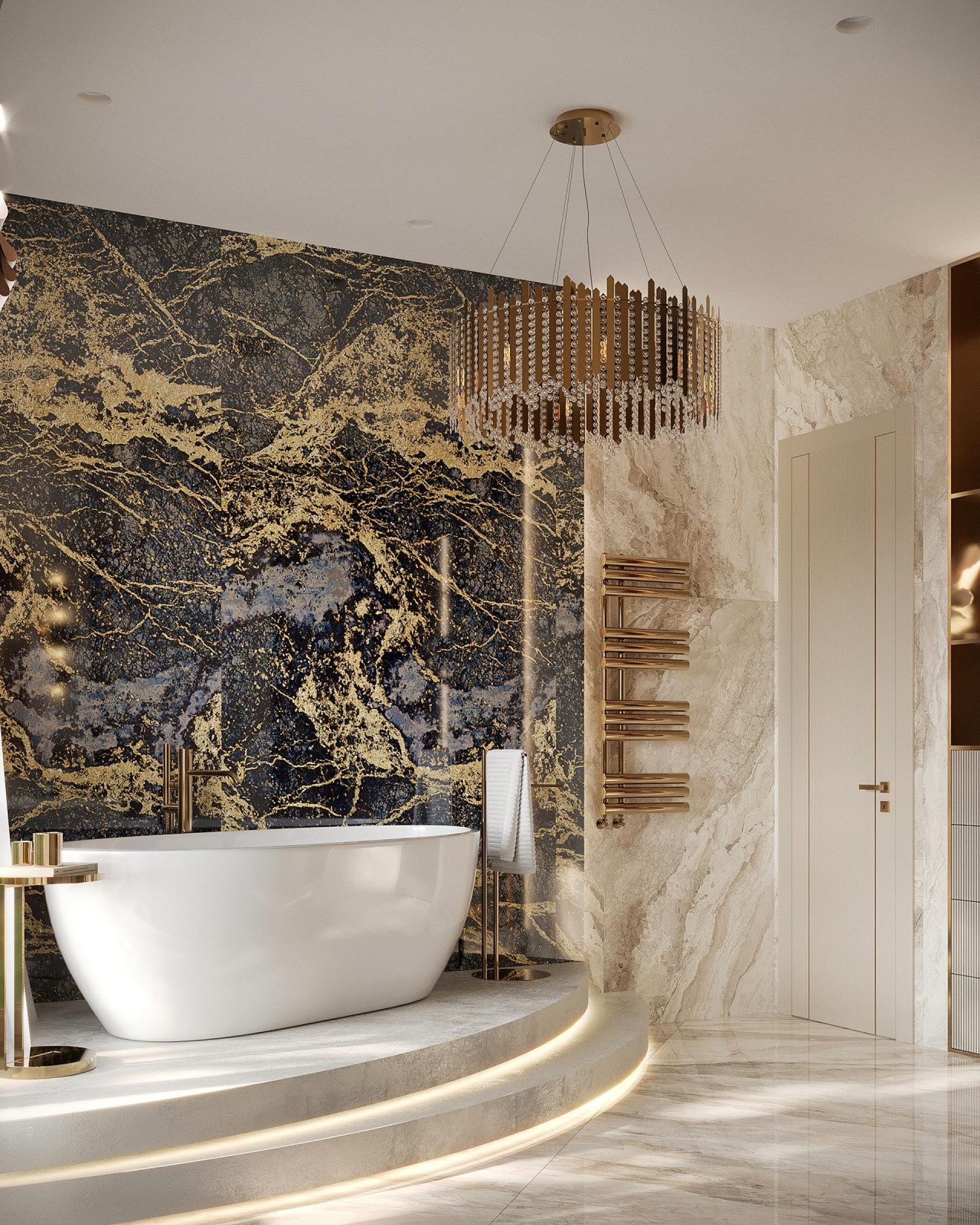 Роскошный дизайн квартиры в стиле современная классика в ЖК "Квартал Лахта парк"