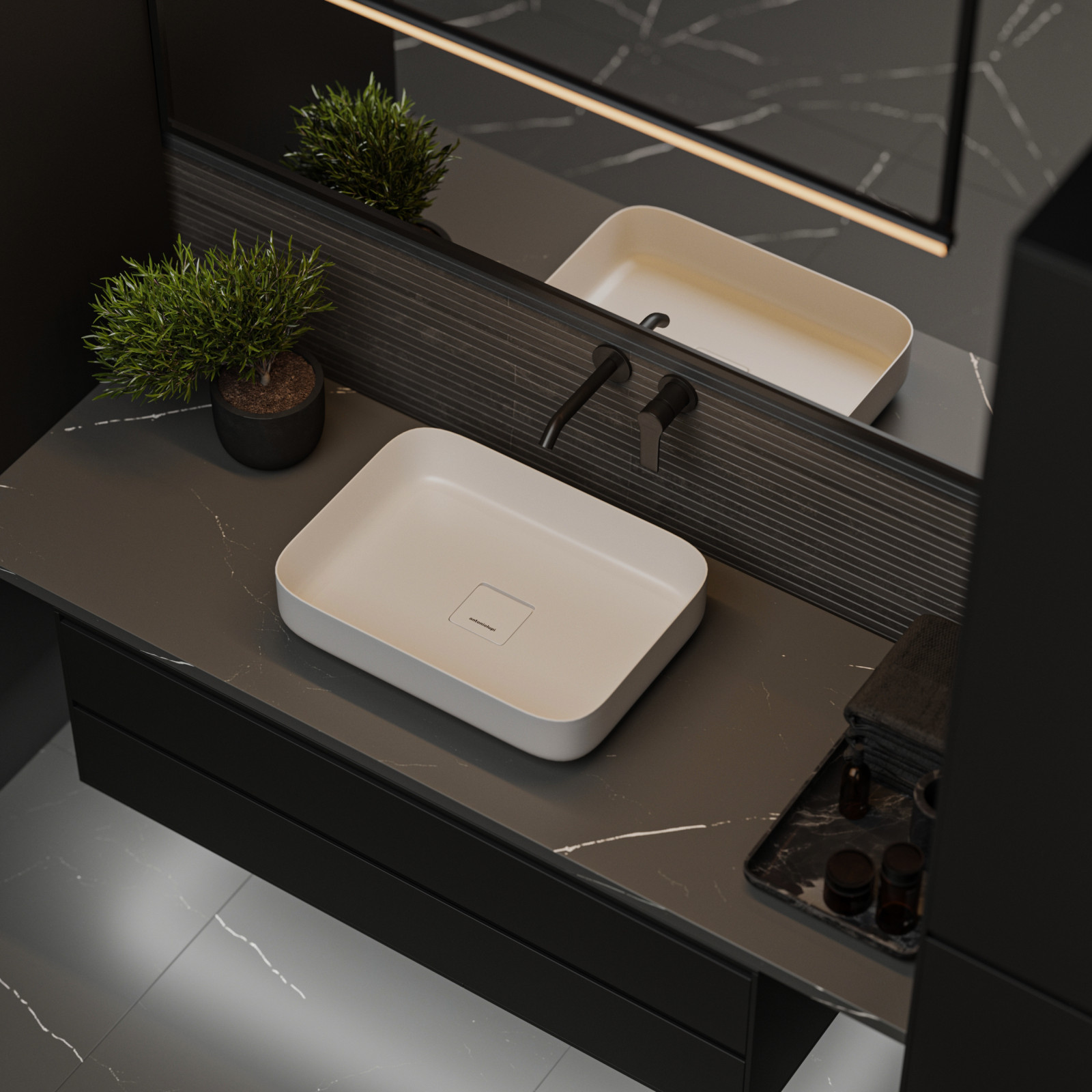 Чёрная ванная комната