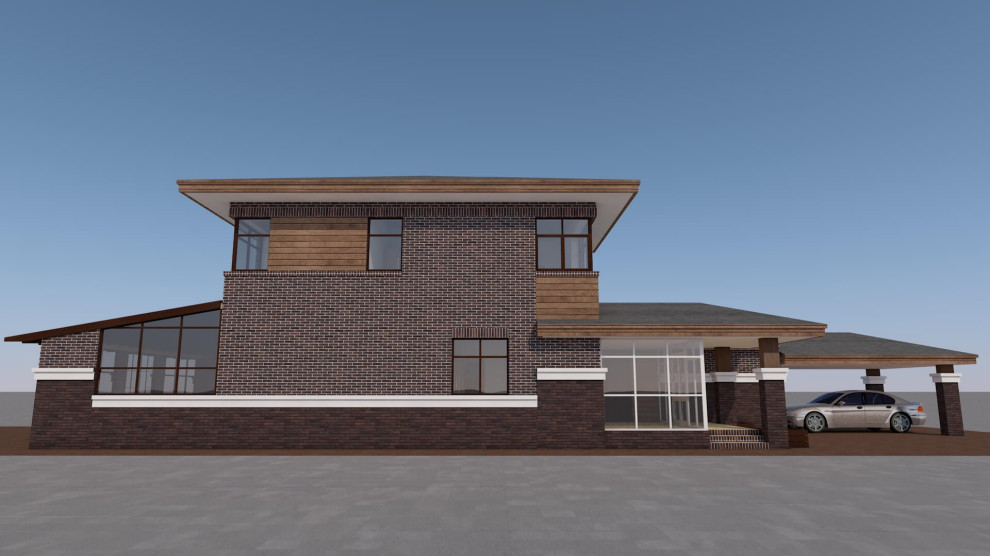 Коттедж в стиле «Райт», в г. Батайск