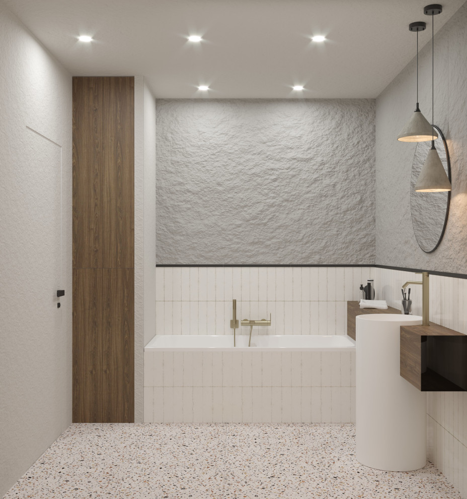 Ванная в стиле ваби-саби из дизайн-проекта в ЖК 8Клёнов, Москва