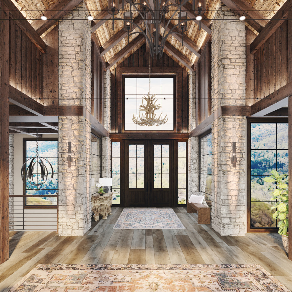 Обложка проекта: Living entry rustic project with heigh ceiling