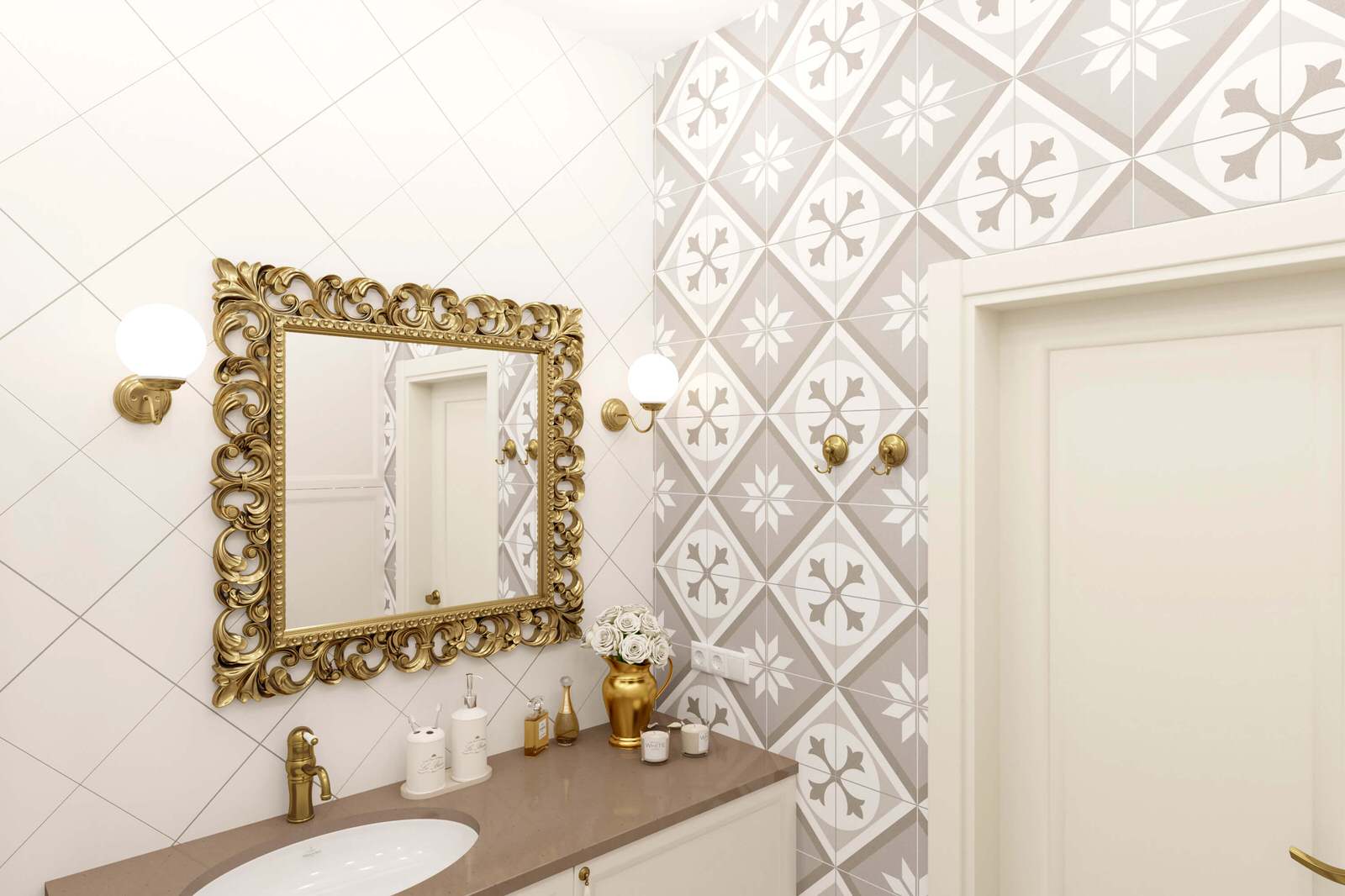 Двухкомнатная квартира 61м2 в ЖК "Соколиный форт" в стиле неоклассика