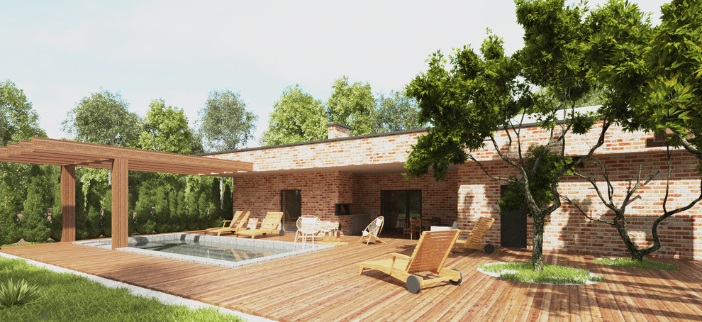 Баня совмещенная с гаражом и террасой