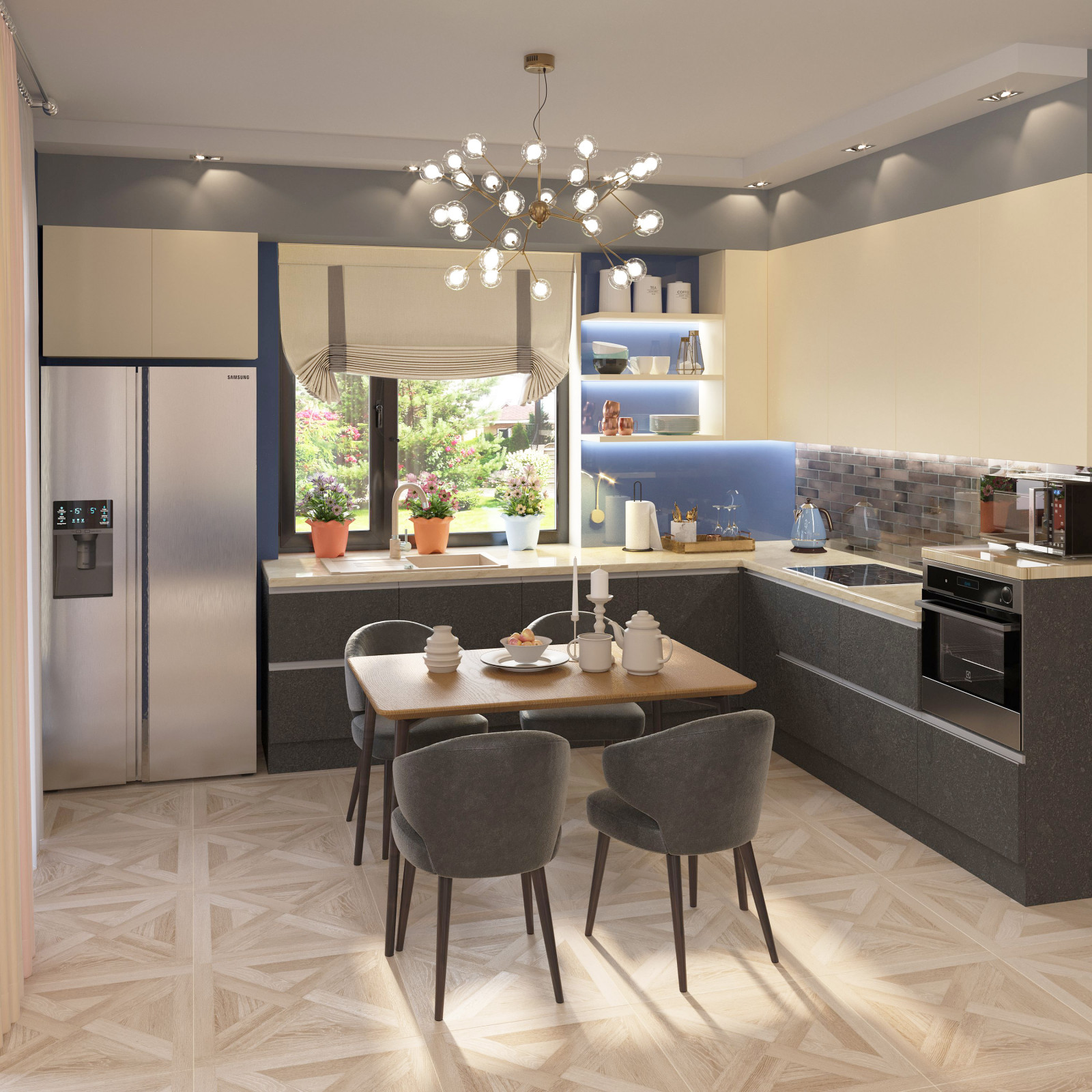 гостиная и кухня в загородном доме