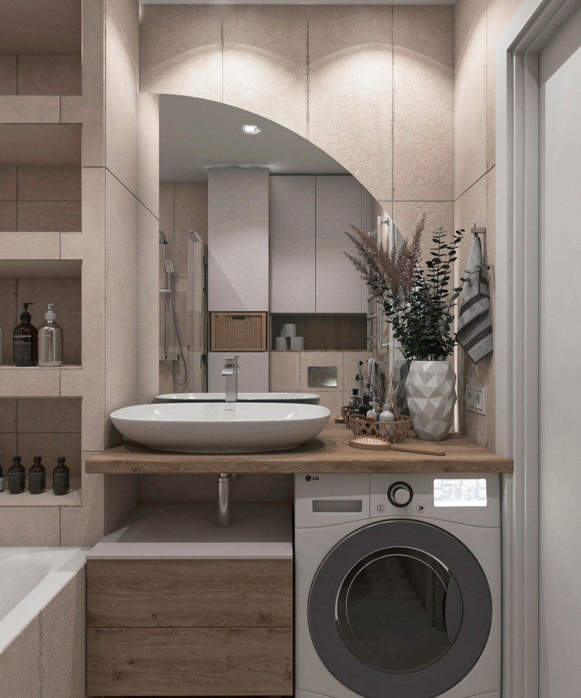 Дизайн современной однокомнатной квартиры в морских оттенках