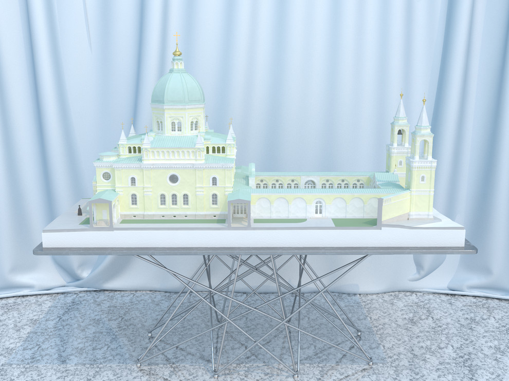Эскиз макета собора Ивановского монастыря
