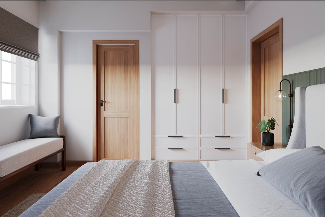 Визуализация спальни. Работа выполнена в 3dmax + Corona Render