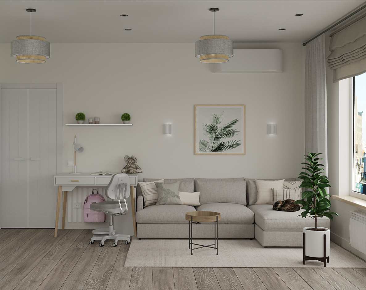 Обложка проекта: Кухня гостиная в скандинавском стиле с современными элементами