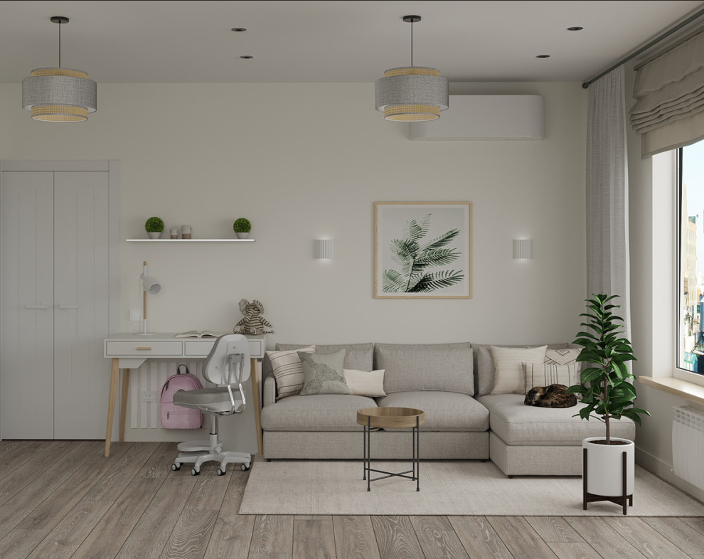 Обложка проекта: Кухня гостиная в скандинавском стиле с современными элементами