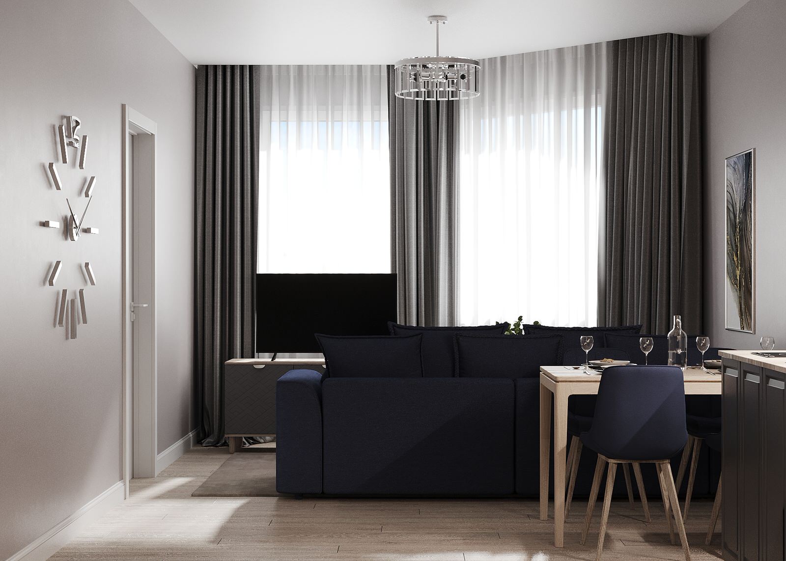 Кухня-гостиная в современном стиле 23 м2