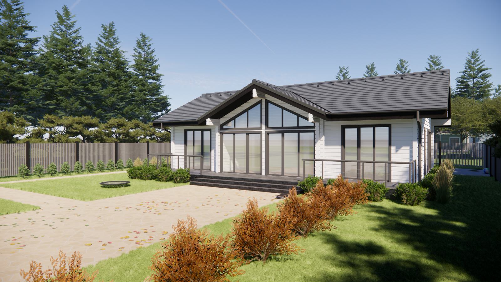 Одноэтажный дом из клееного бруса