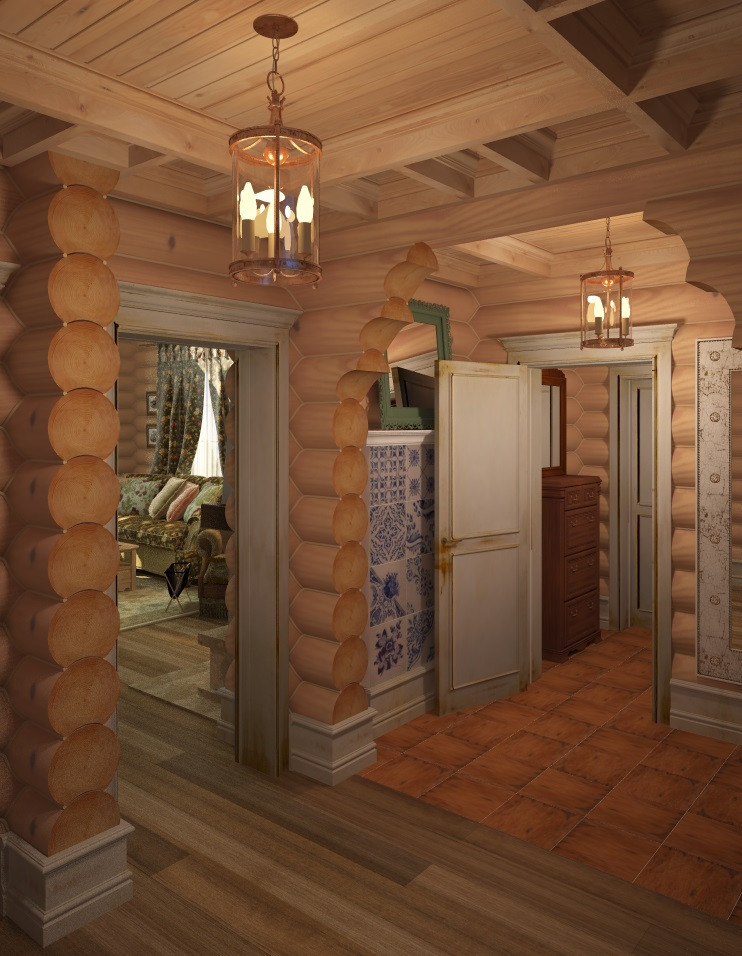 Дизайн дома из оцилиндрованного бревна