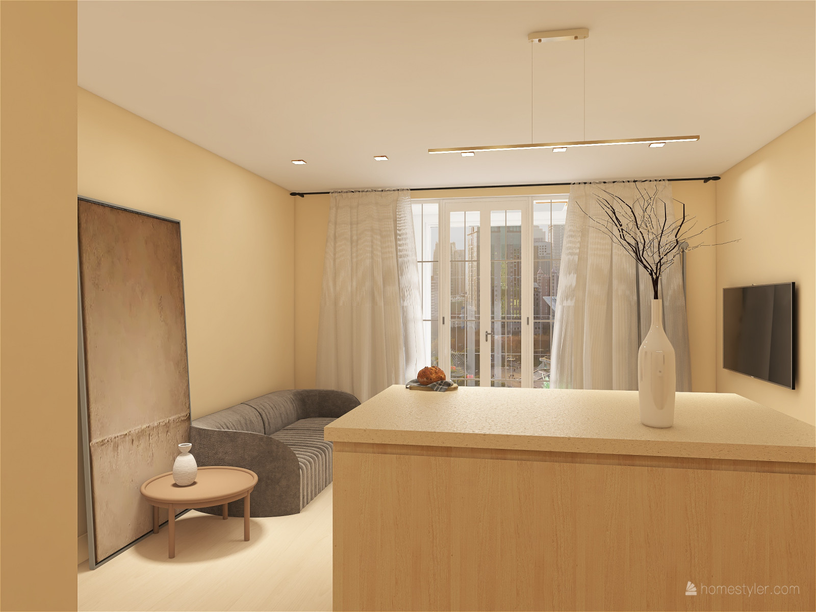 кухня-гостиная в стиле минимализм