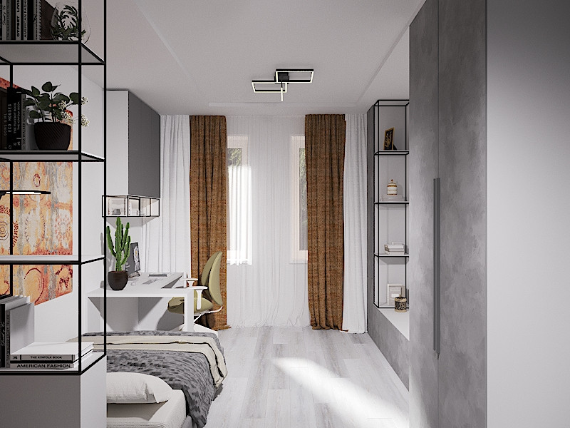 Трекомнатная квартира в серых тонах