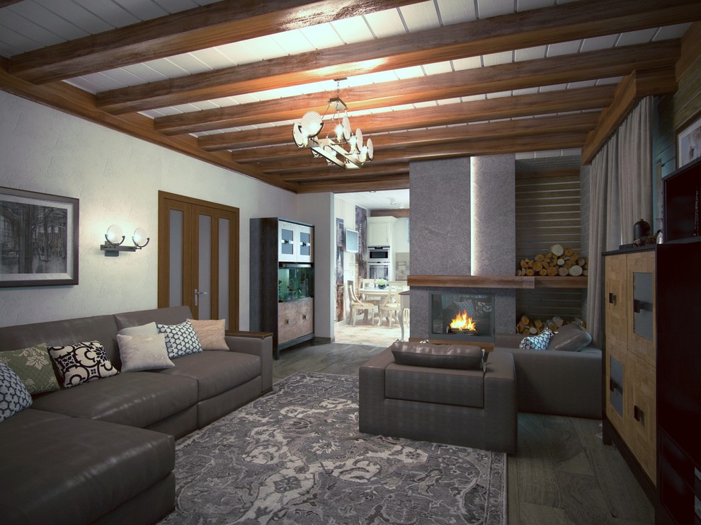 Обложка проекта: Гостиная ретро с камином