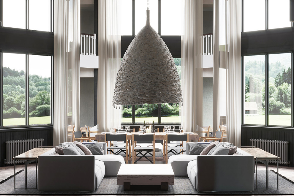 Обложка проекта: Двухсветная Гостиная с Камином и Кинотеатром