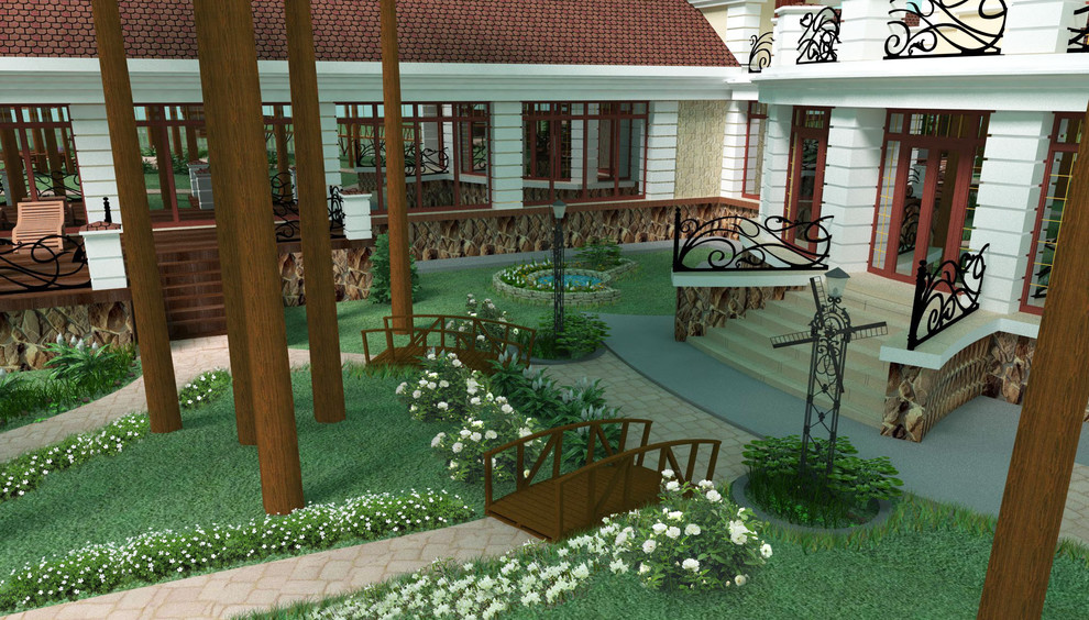 Обложка проекта: Ландшафтный дизайн площадки около частного дома