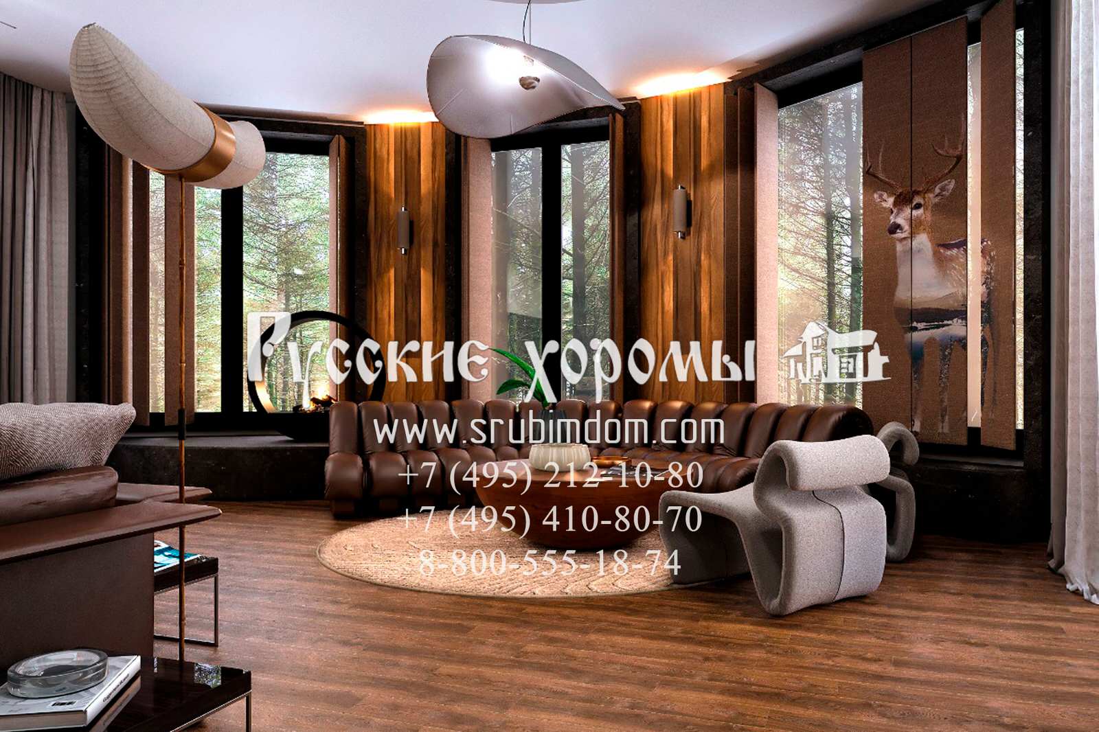 Гостиная в загородном доме премиум класса