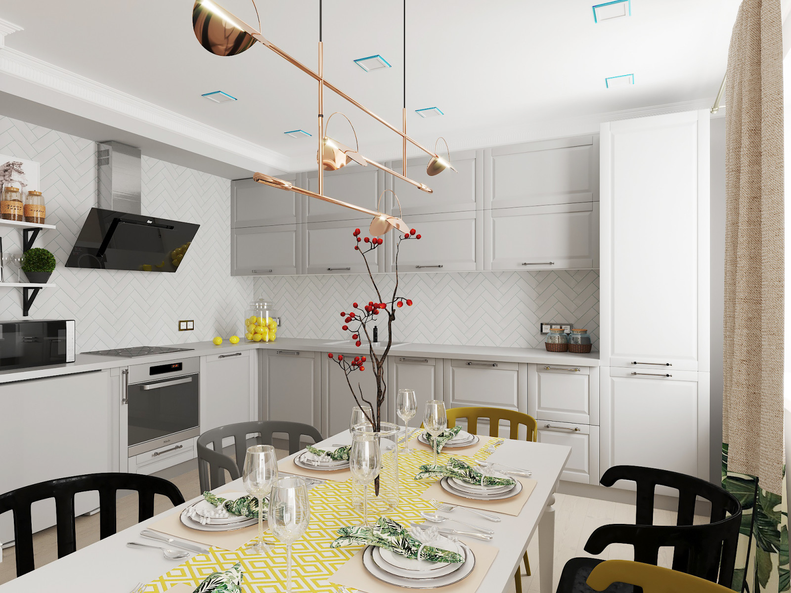 Обложка проекта: Гостиная-кухня для дружной семьи