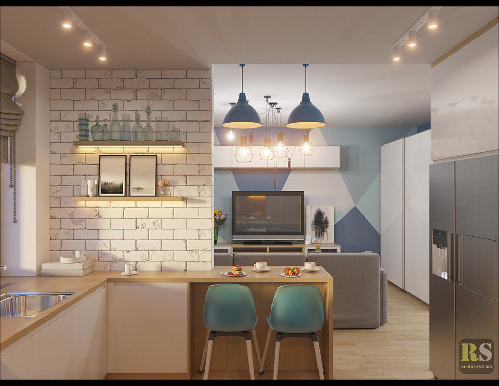 Дизайн интерьера "двушки" 46м2 в Скандинавском стиле для молодой пары