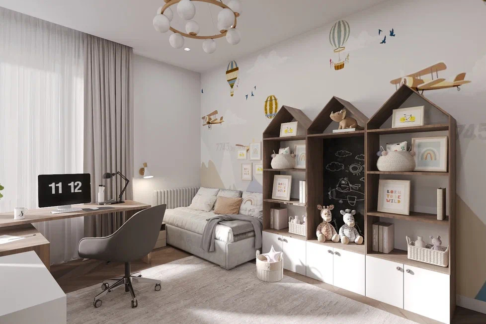 Ремонт квартиры в теплых тоннах с акцентами в нежно голубом цвете