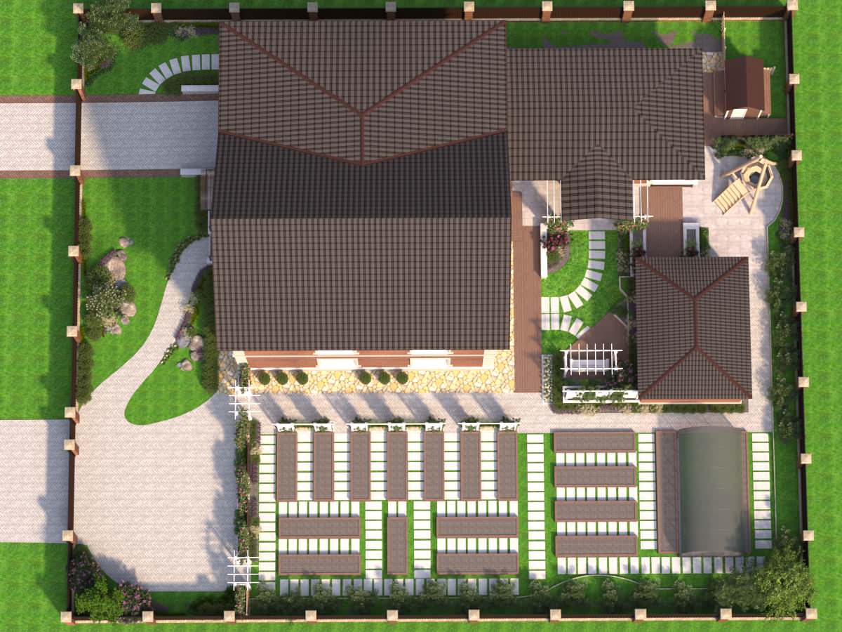 Ладшафтный дизайн участка с частным домом