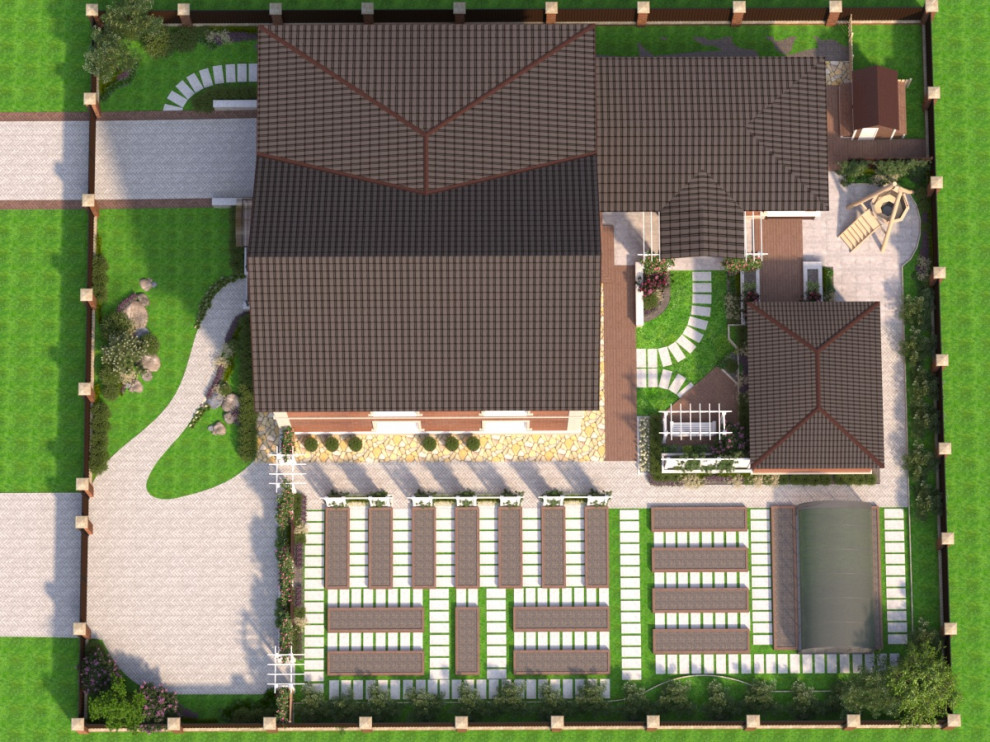 Ладшафтный дизайн участка с частным домом