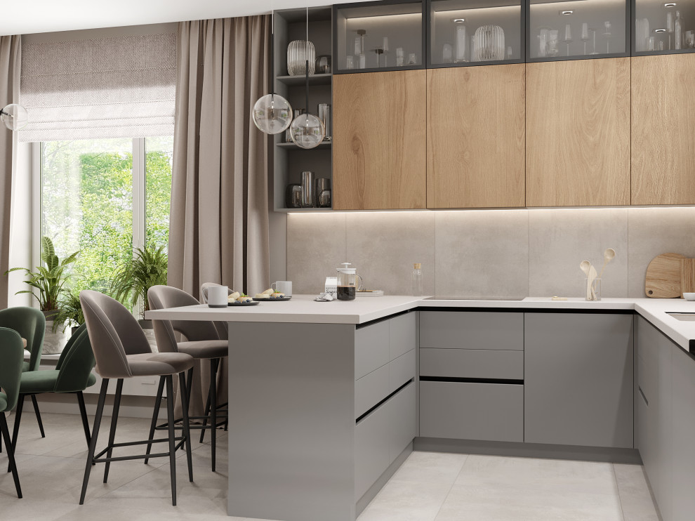 Визуализация кухни-гостиной в современном стиле