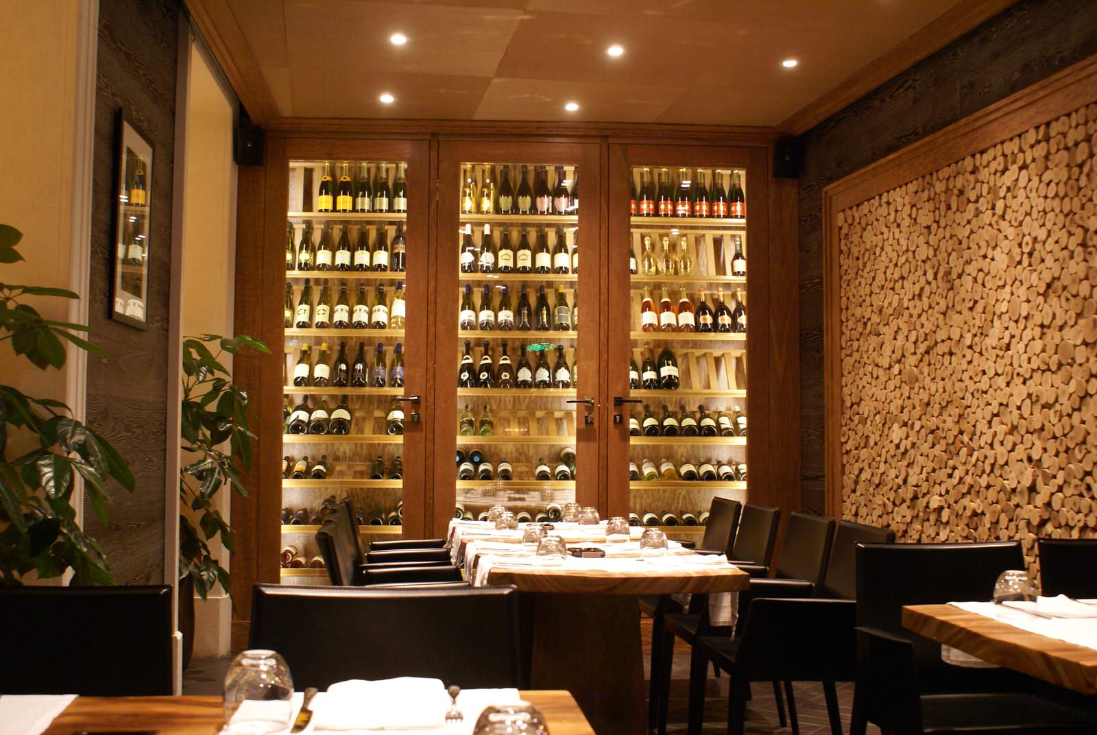 Wine cabinet in the restaurant.