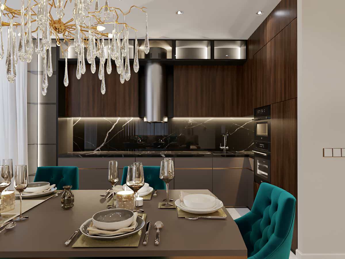 Кухня-Гостиная с яркими акцентами