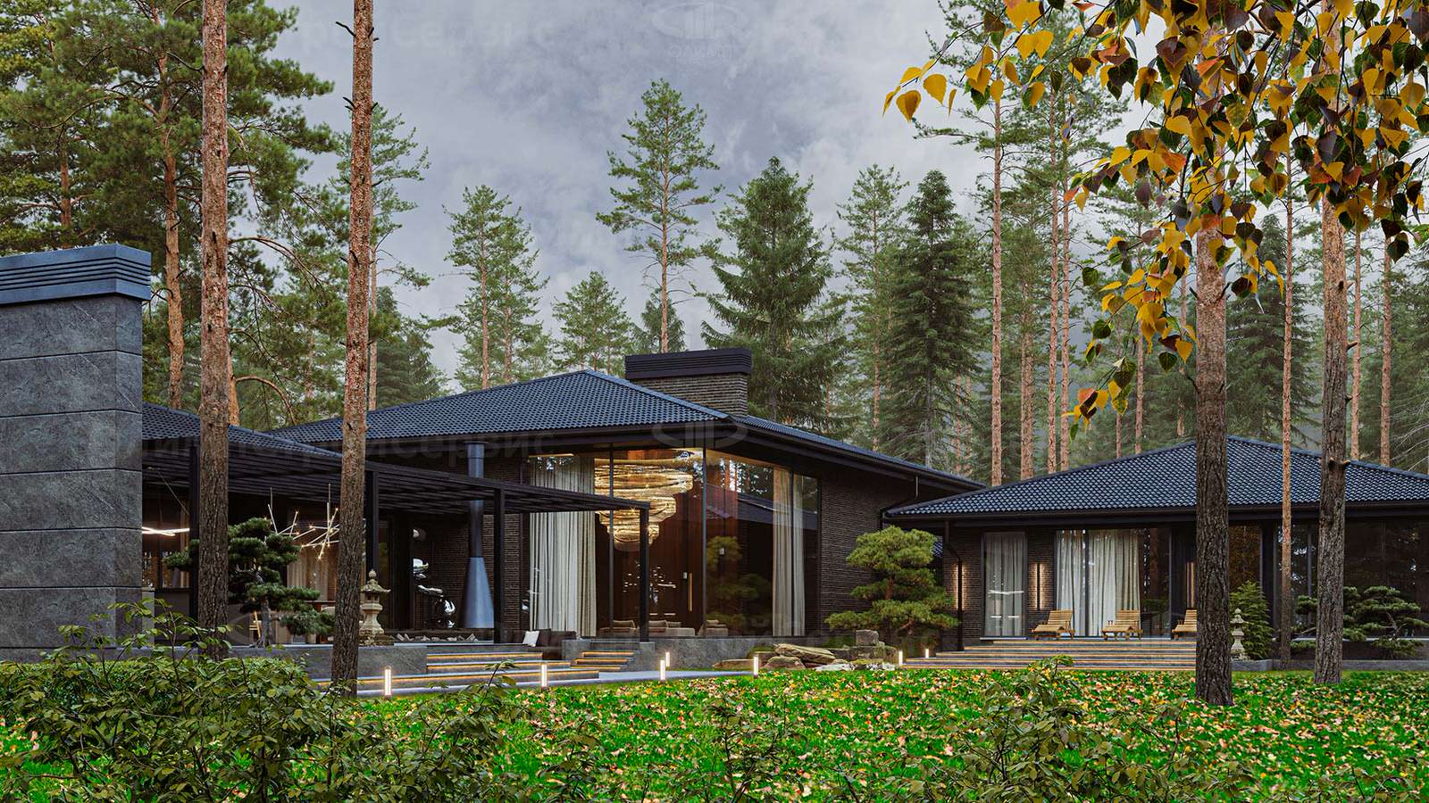 Одноэтажный дом с патио в современном стиле «Девайн»