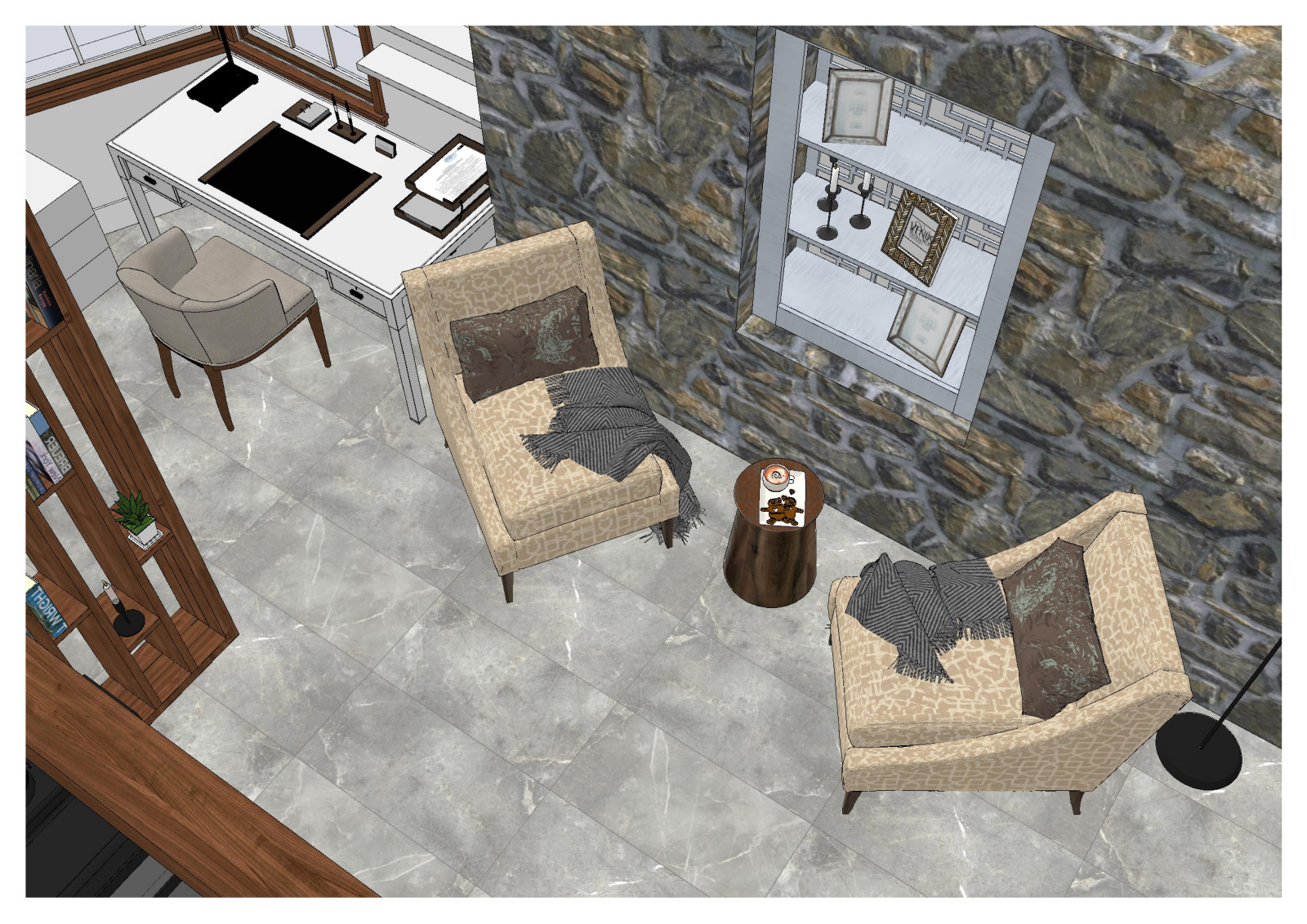 Кухня с большим островом в частном доме в США