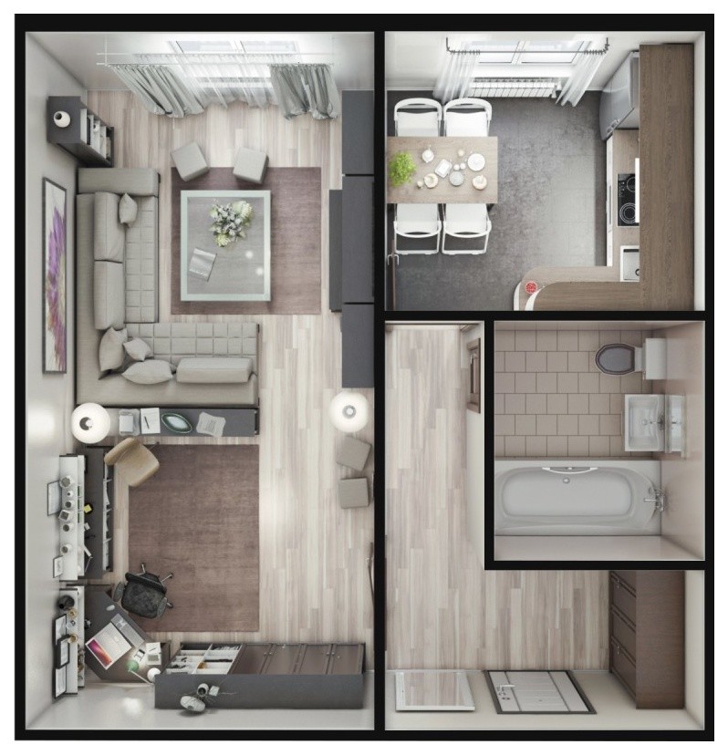 Обложка проекта: Однокомнатная типовая квартира