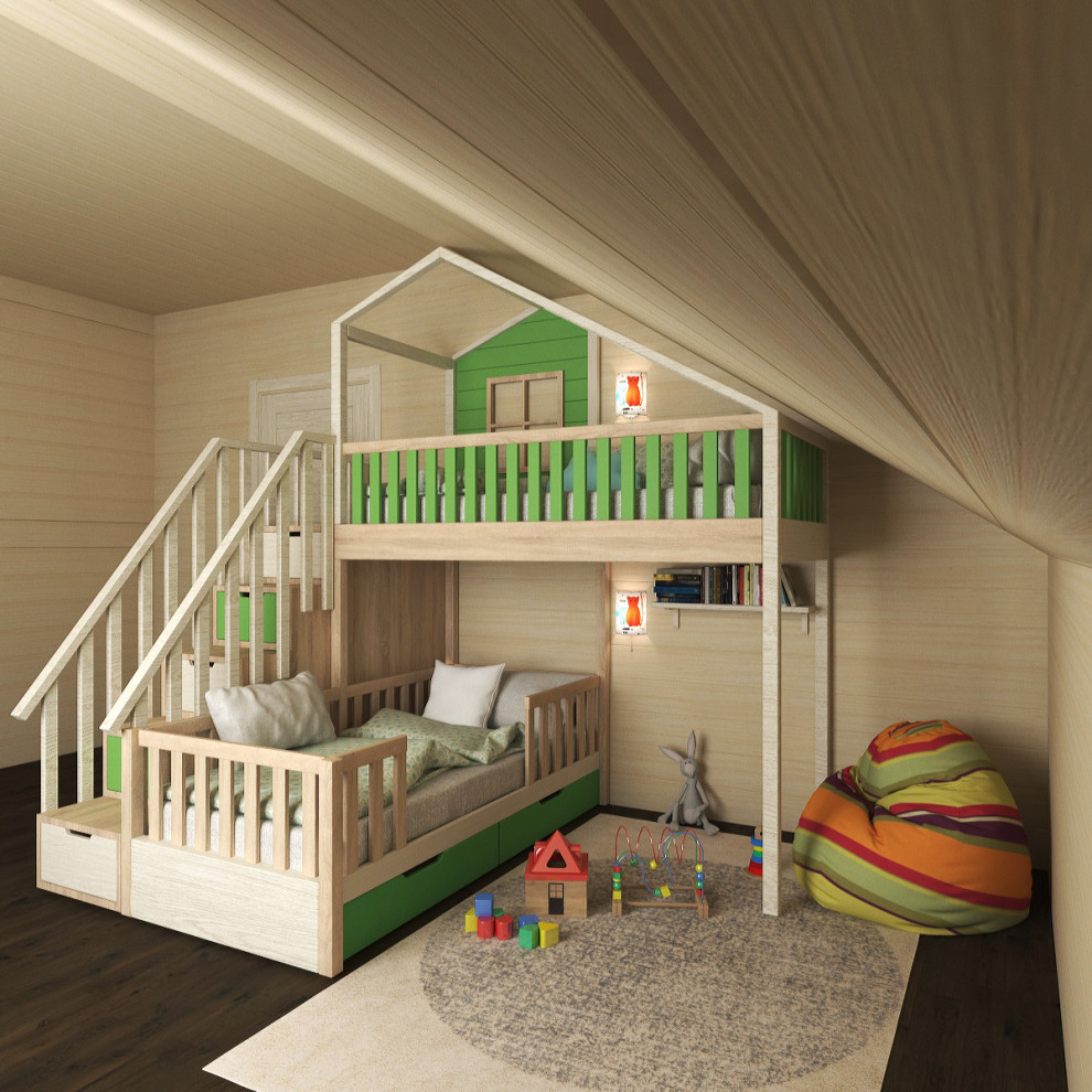 Кровать-домик в скандинавском стиле для детской спальни