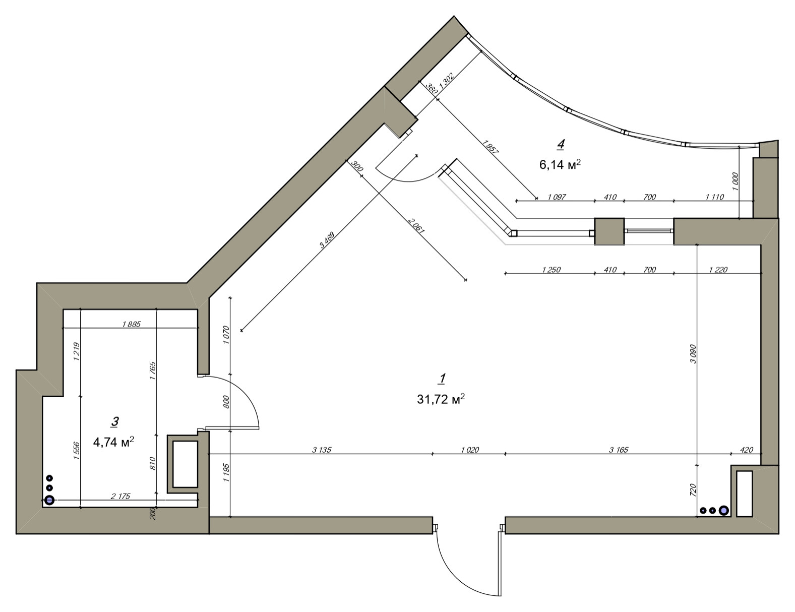 Поиск планировки: Студия с иллюминатором в Питере [4 варианта]