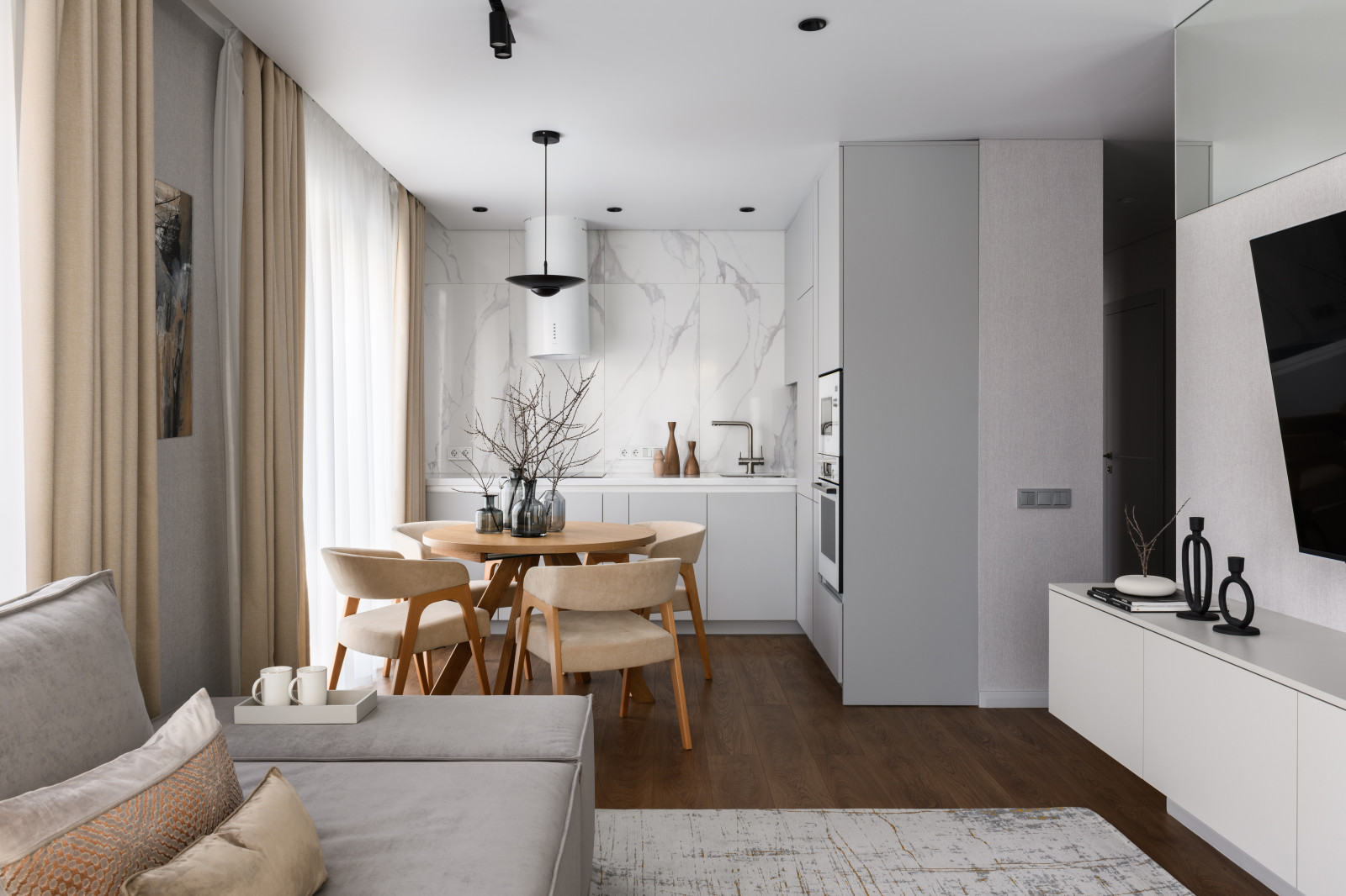 Светлая квартира для семьи с двумя детьми