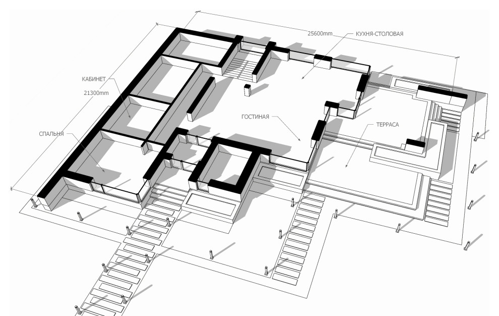 Дом 400 м2 (дневной вид)