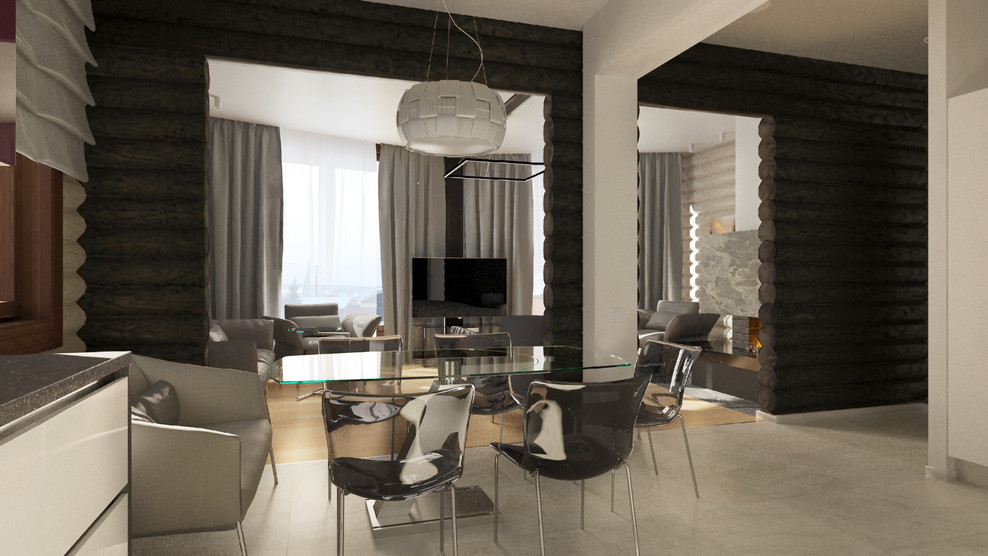 Обложка проекта: Современный интерьер в срубовом доме