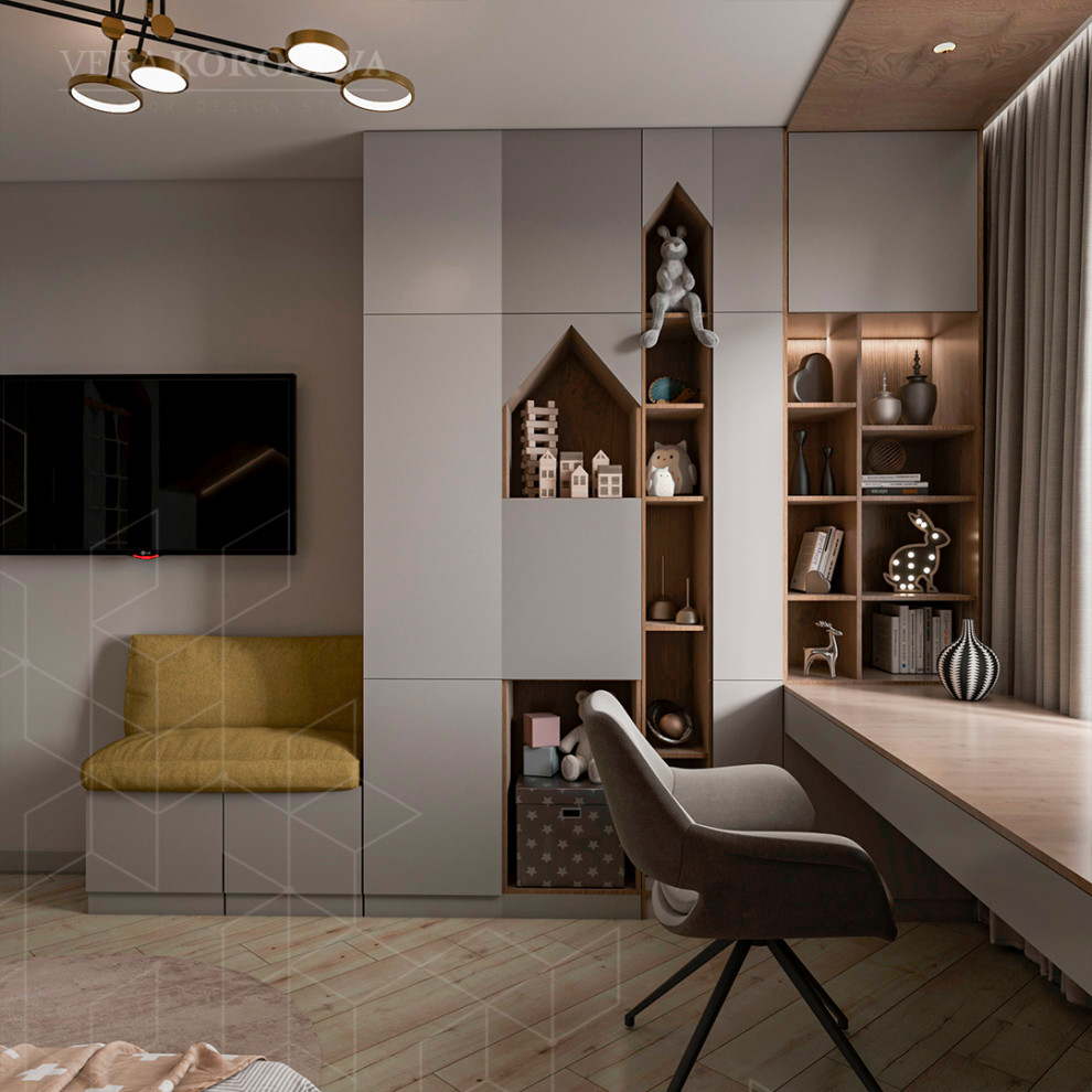 Дизайн-проект двухкомнатной квартиры с золотыми акцентами в ЖК "Q-Мир"