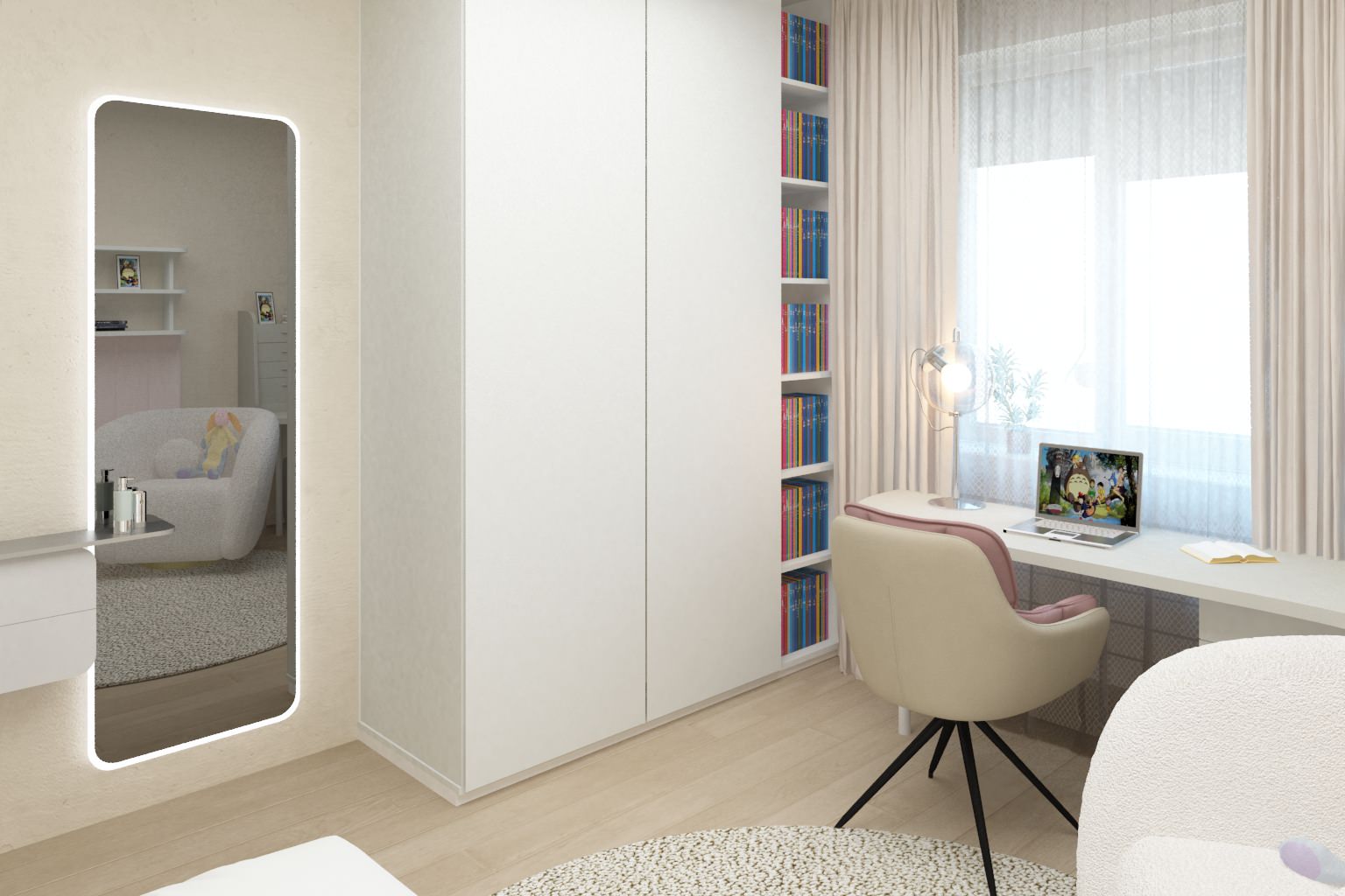 Реновация спальни девочки, ул. Скочилова. Совместный проект с В. Кархалевой