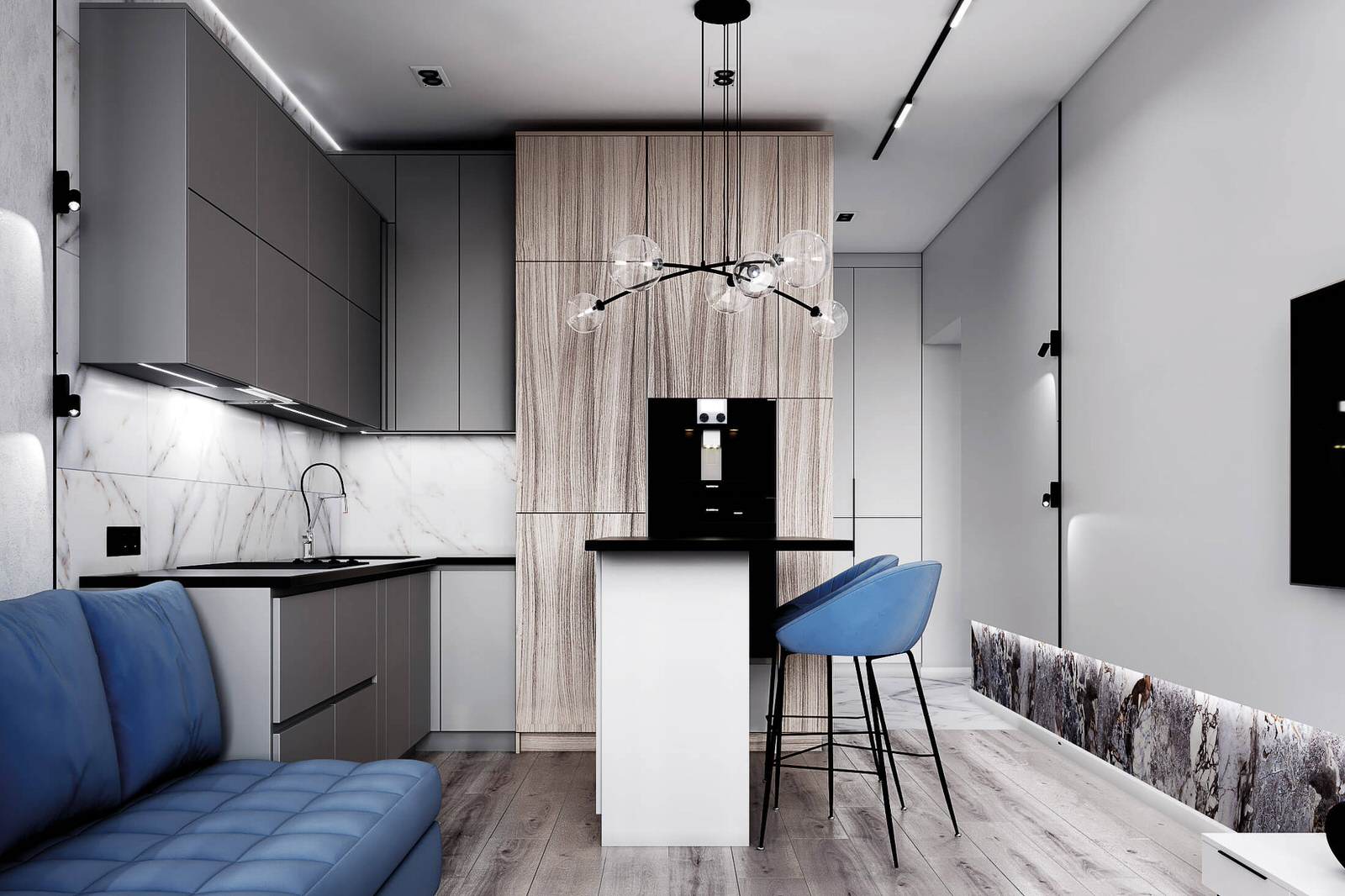 Обложка проекта: Современный дизайн в серых тонах, ЖК Панорама