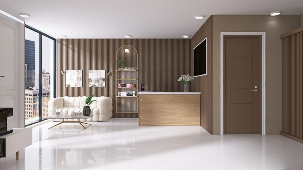 Обложка проекта: Зона ресепшена в студии аппаратной косметологии