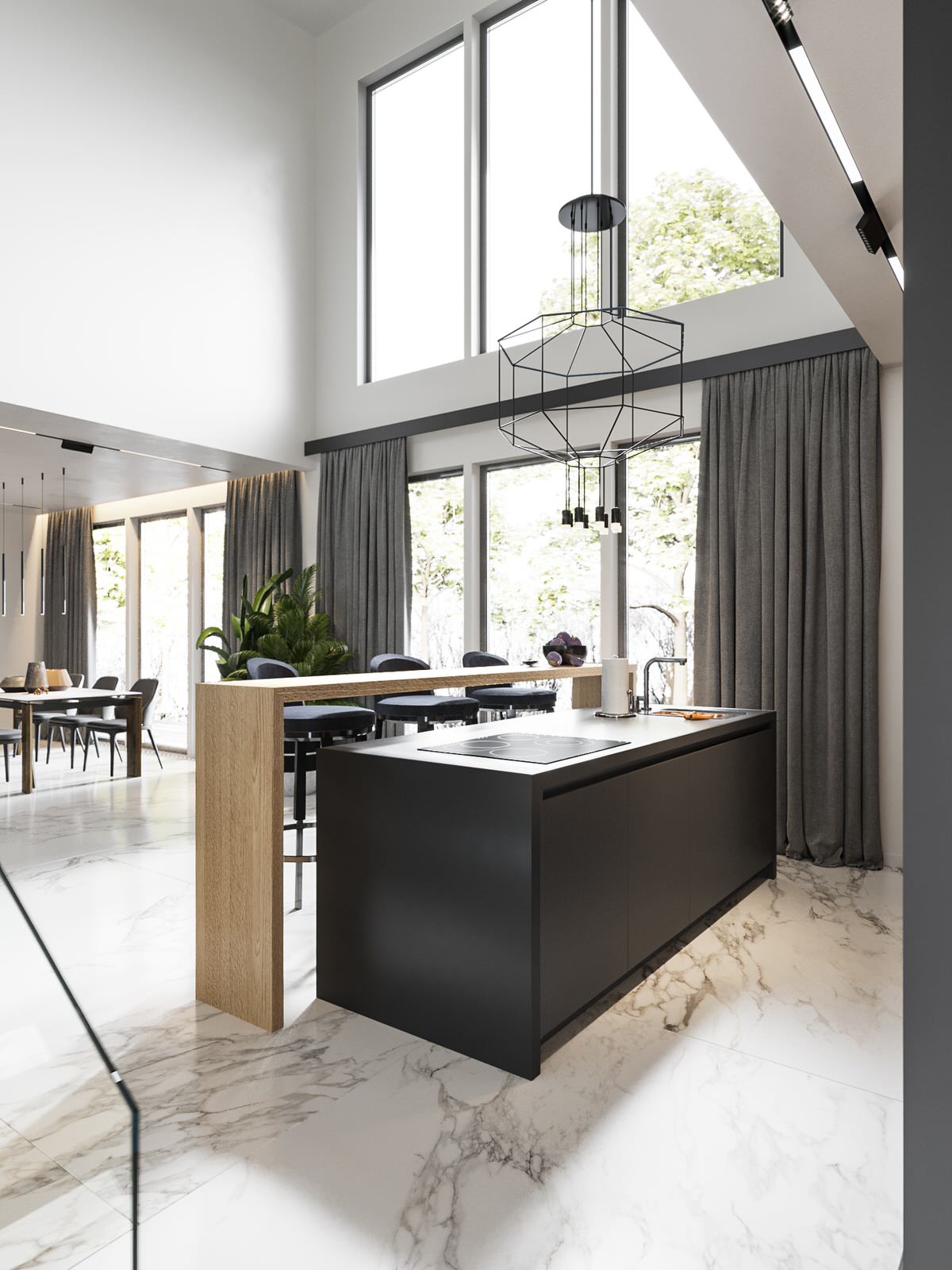 Загородный дом под Санкт-Петербургом. Кухня-гостиная